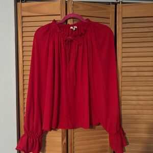 Madewell tie neck chiffon like blouse